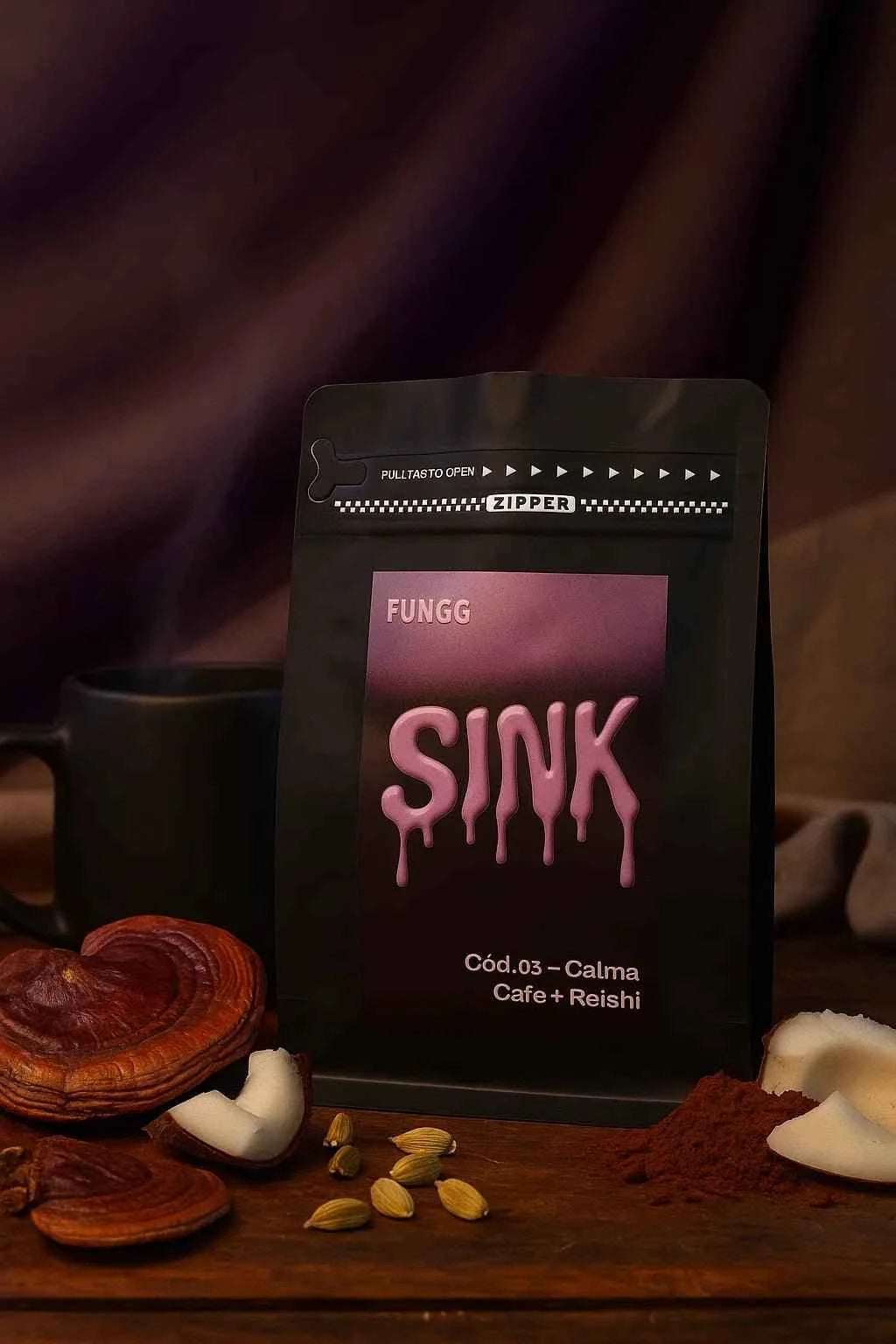 SINK: + Calma | Café con hongos adaptógenos para calmar y desconectar - Bolsa 250grs (25 - 30 tazas)